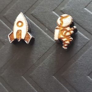 ASTRONAUT & SHUTTLE Mini Wood Earrings